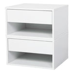 Bedside Table Floating Set Of 2 Wall Mounted Drawer Open Shelf White | White