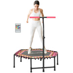 45" Fitness Trampoline With Adjustable Handle, Led Lights | Pink