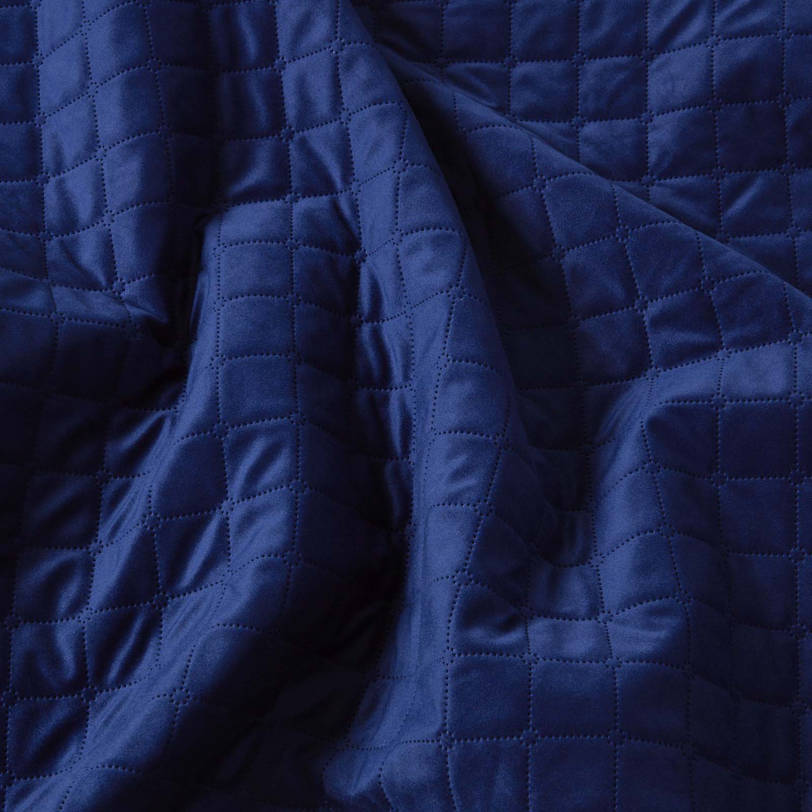 Diamond Quilted Velvet Bed Throw | 150cm x 200cm | Navy Blue