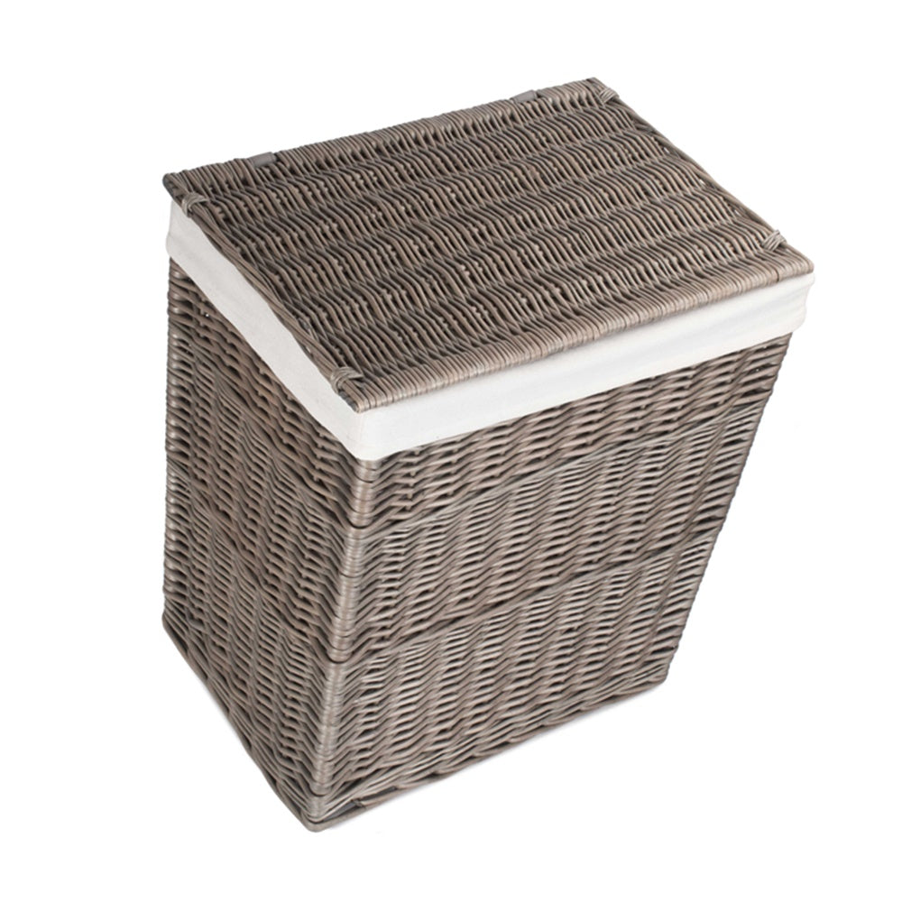 Wicker Antique Wash Slim Cotton Lined Laundry Basket
