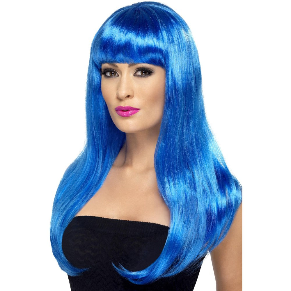 Babelicious Long Straight Wig With Fringe | Blue