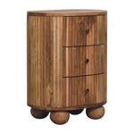 Solid Wood Soba Ball 3 Drawer Bedside