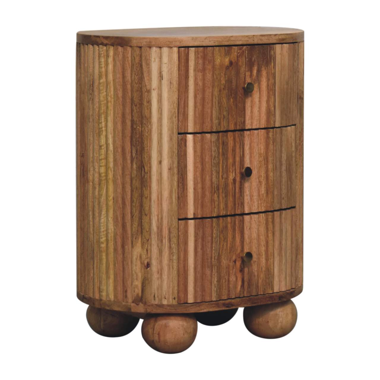 Solid Wood Soba Ball 3 Drawer Bedside