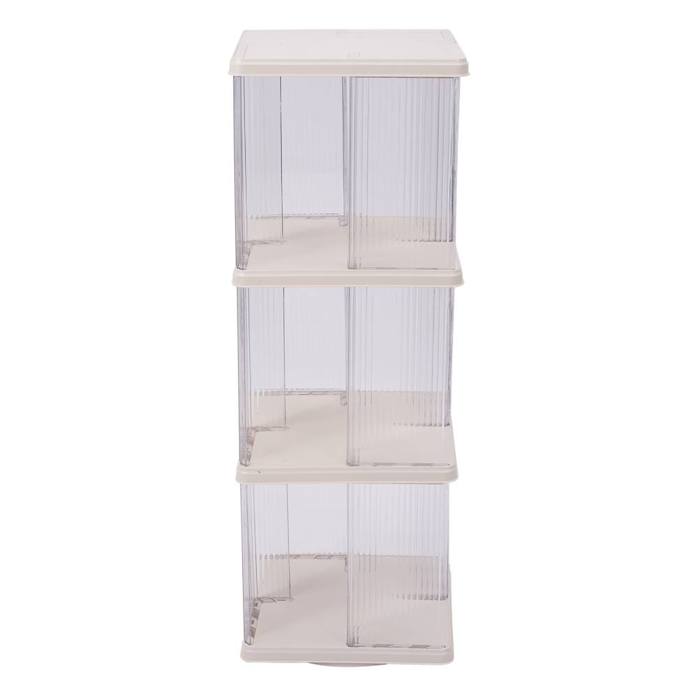 3-tier Plastic Square Rotating Bookshelf
