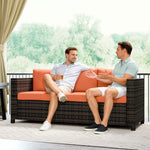 Rattan Wicker 3-seater Sofa Chair Patio Furniture | Orange