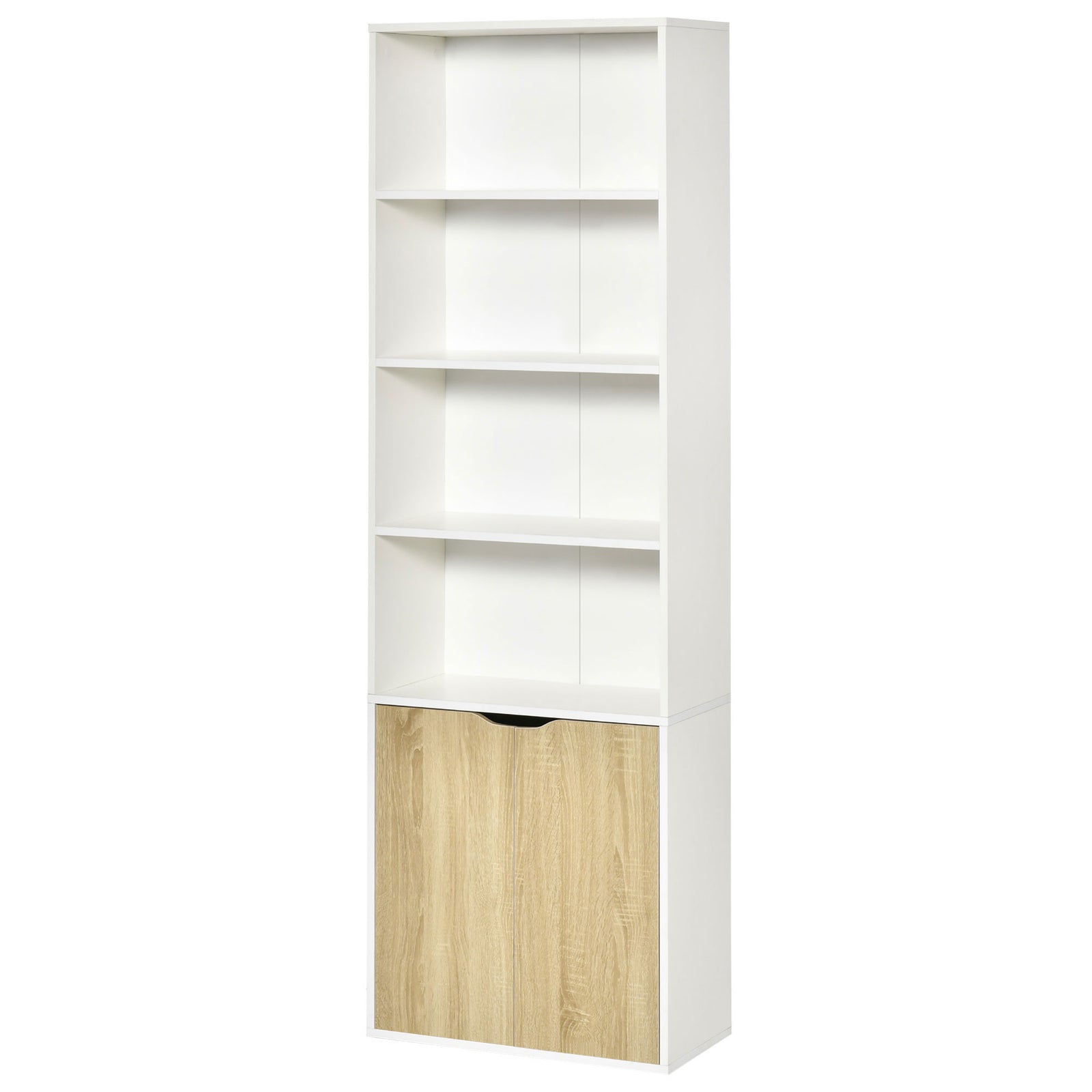 2 Door 4 Shelves Bookcase Wooden Storage Cabinet | One Size | Brown