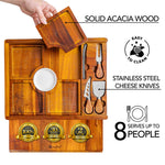BlauKe Wooden Cheese Board Set - Wooden Serving Board/tray Made Of Acacia - Includes Serving Platters And Cheese Tools