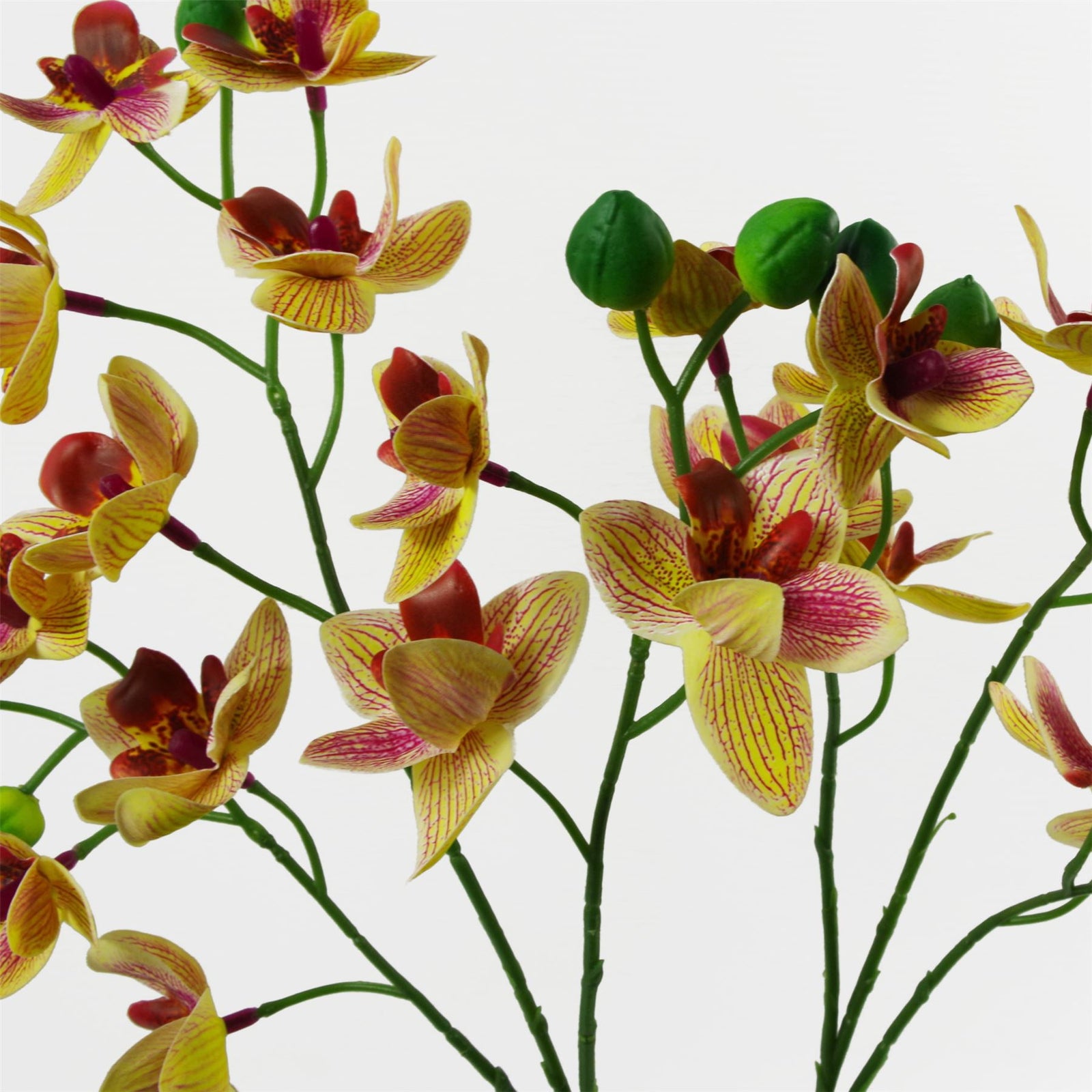Artificial 43cm Large Pink Yellow Orchid In Ceramic Planter