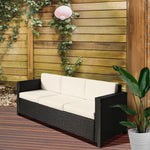 Rattan Garden Furniture Weave Wicker 3-seater Sofa W/cushion | Black