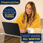 Blanket Throw Soft Faux Fur 160 X 130cm Fleece Overblanket Fluffy Blanket  For Sofa & Beds | L | Gold