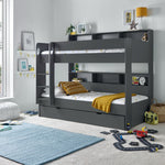 Olly Storage Bunk Bed Without Drawer With Spring Mattresses | Single | Anthracite