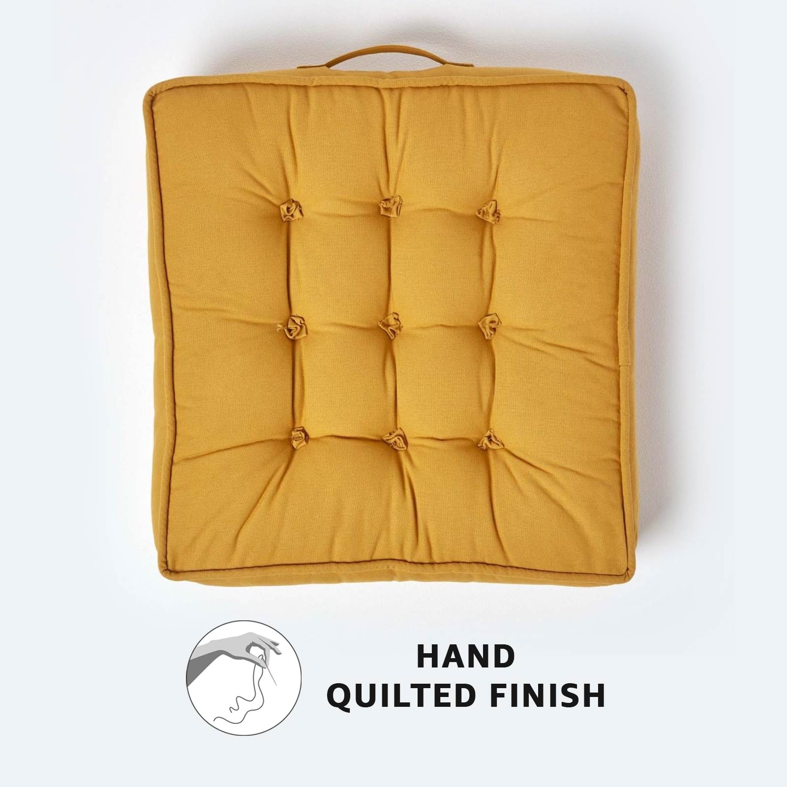 Cotton Armchair Booster Cushion | 50cm x 50cm | Mustard