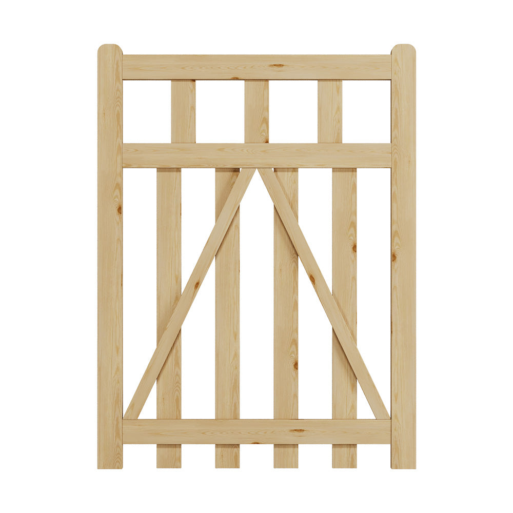 76cm/90cm/120cm Wx120cm H Classic Wooden Garden Gate With Lock Natural Finish, Vertical Slat Design | Medium | Natural