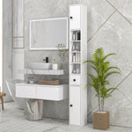Slim Bathroom Cabinet, Toilet Roll Storage W/ Open Shelves | One Size | White