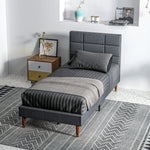 Single/double/king Upholstered Bed Frame With Wooden Slat | Single