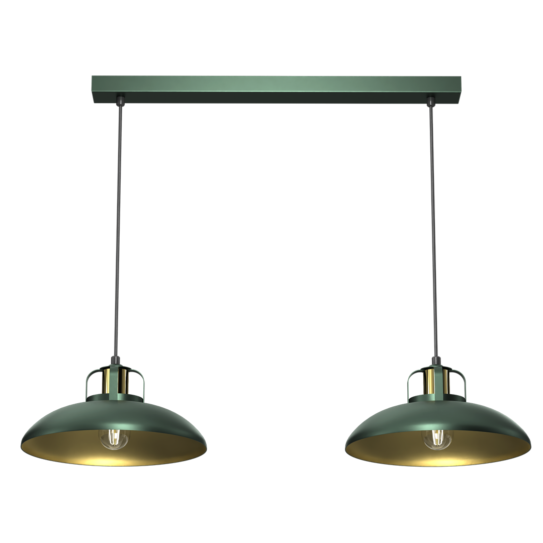 Felix Green Double Pendant Lamp 2xe27 The Hand Made High Quality Fittings 29cm Shades Rugged Industrial Look