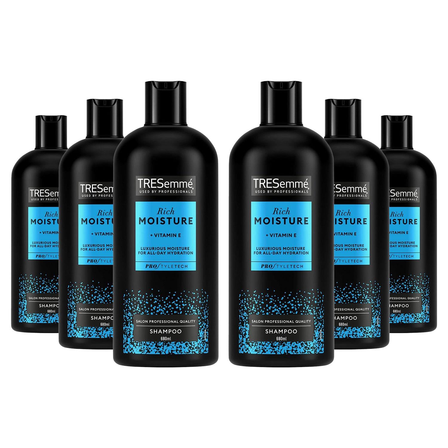 Shampoo Rich Moisture With Vitamin E For All-day Hydration, 6 X 680 Ml