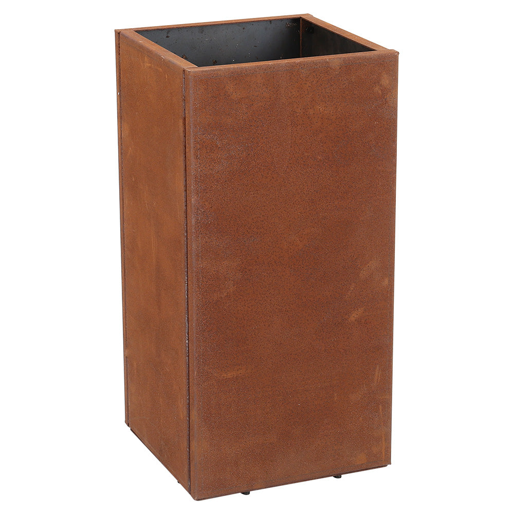 Breeins 30x30x60cm H Square Rust Steel Flowerpot Outdoor Garden Weathering Metal Planter Box