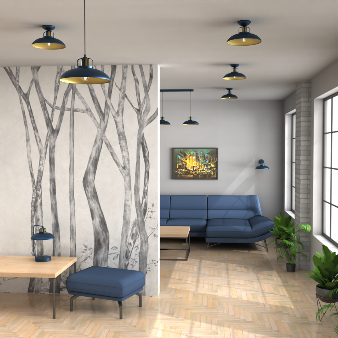 Felix Blue Pendant Lamp 1xe27 The Hand Made High Quality Fittings 29cm Shades Rugged Industrial Look