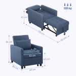 Convertible Single Chair Bed With Upholstered Fabric | Blue