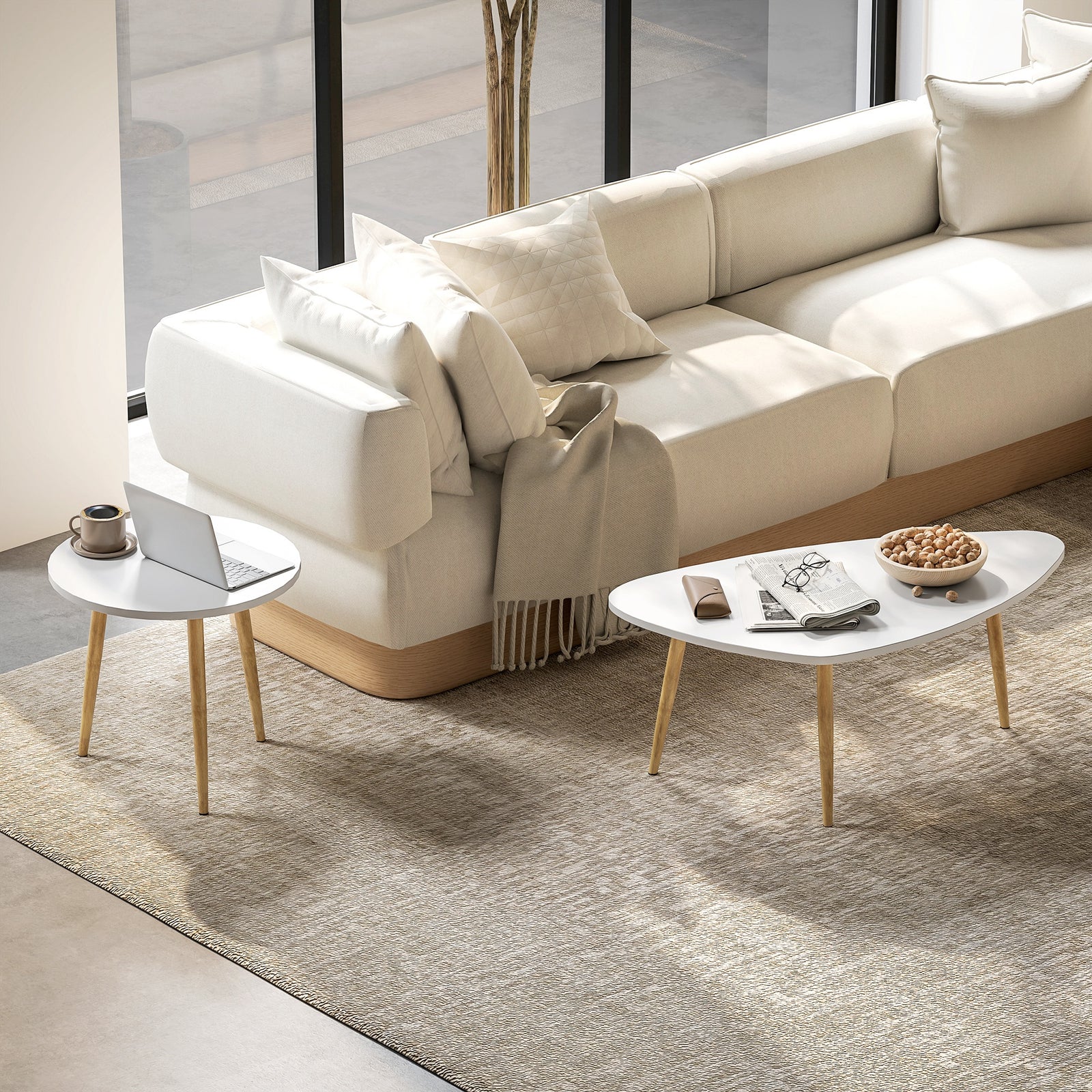 Coffee Table Set Of 2, Nesting End Side Tables