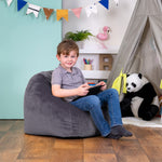 Kids Aurora Velvet Bean Bag Chair | Charcoal