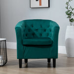 Clio 68cm Wide Velvet Fabric Studded Back Accent Chair With Dark And Light Wooden Legs | Green