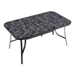 Rectangular Garden Tempered Glass Black Marble Coffee Table - 150w X 90d X 72h Cm