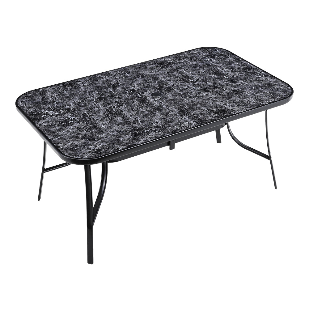 Rectangular Garden Tempered Glass Black Marble Coffee Table - 150w X 90d X 72h Cm