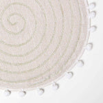 Spiral Cotton Round Bath Mat With Pom Pom Edges | 60cm | Sage Green