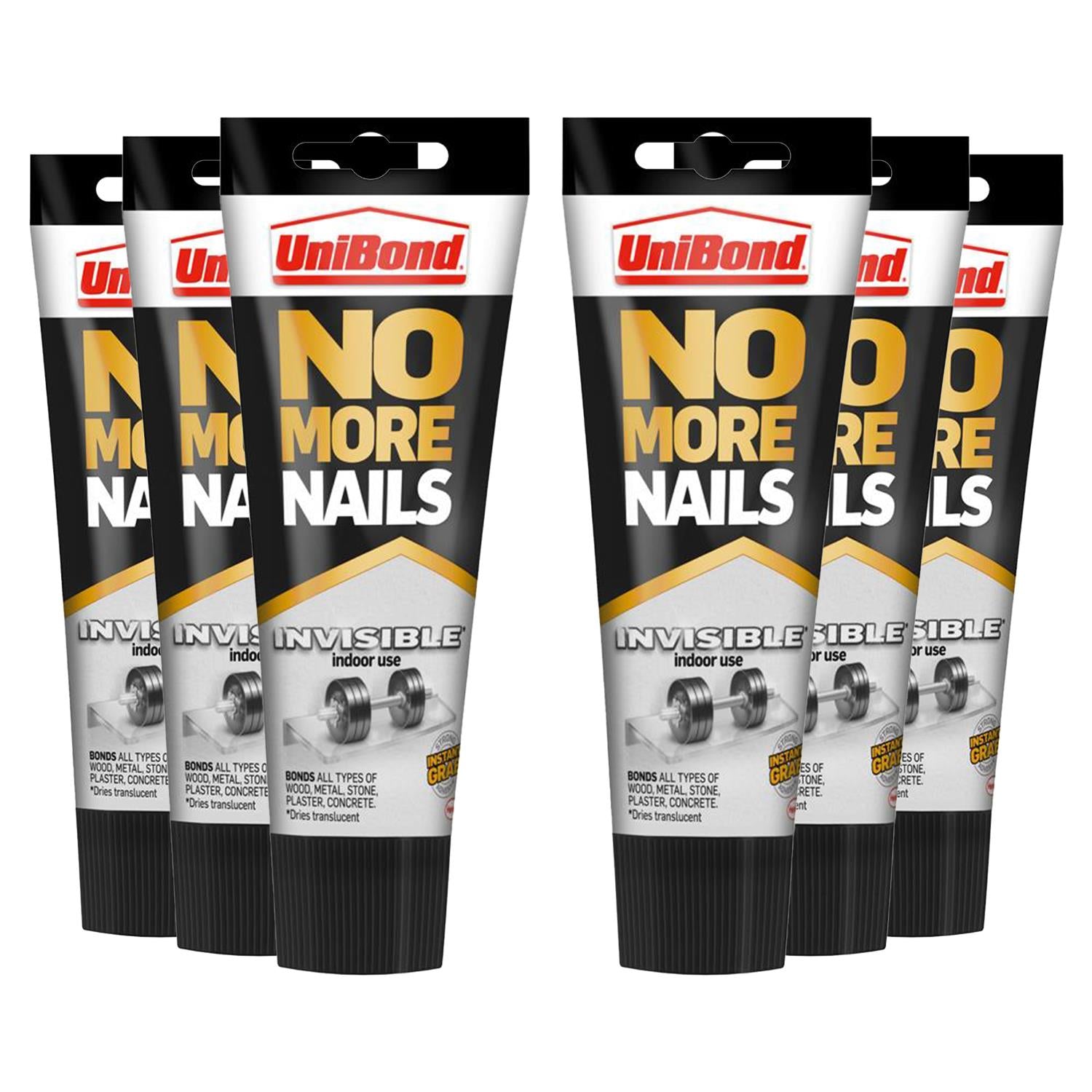 No More Nails Invisible, Heavy Duty Glue Tube For All Surface 184g, 6pk