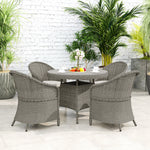 Rattan Dining Set For 4 With Cushions And Umbrella Hole