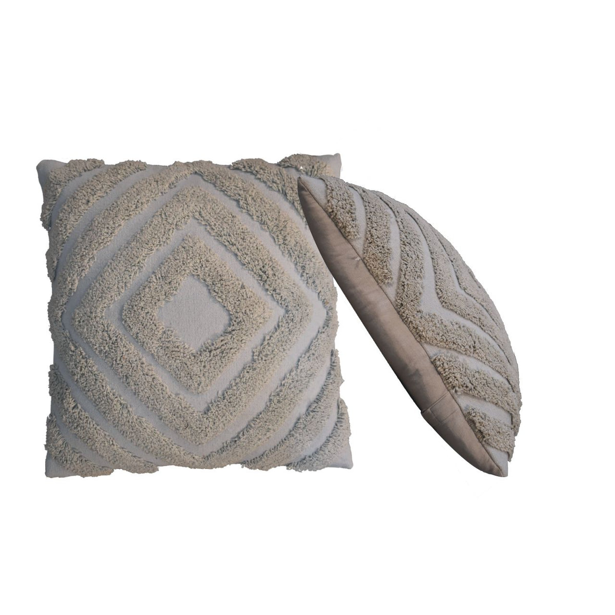 Diamond Cushion Set | Set of 2 | Grey