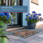 Elegant Tile Effect Doormat - Blue Edge | Small | Blue