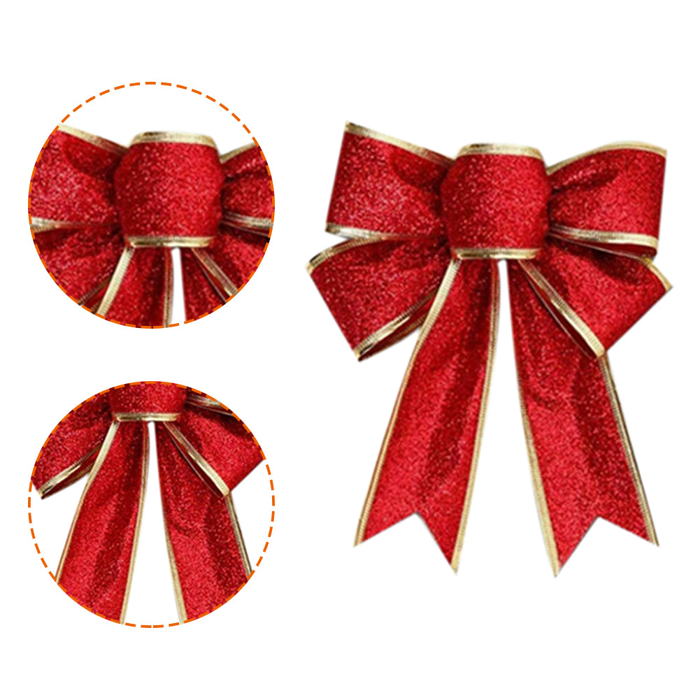 10pcs Christmas Bows Ribbon Bowknot Christmas Tree Ornaments | Red