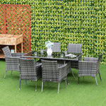7pc Rattan Garden Furniture Dining Set Wicker Conservatory | Gray