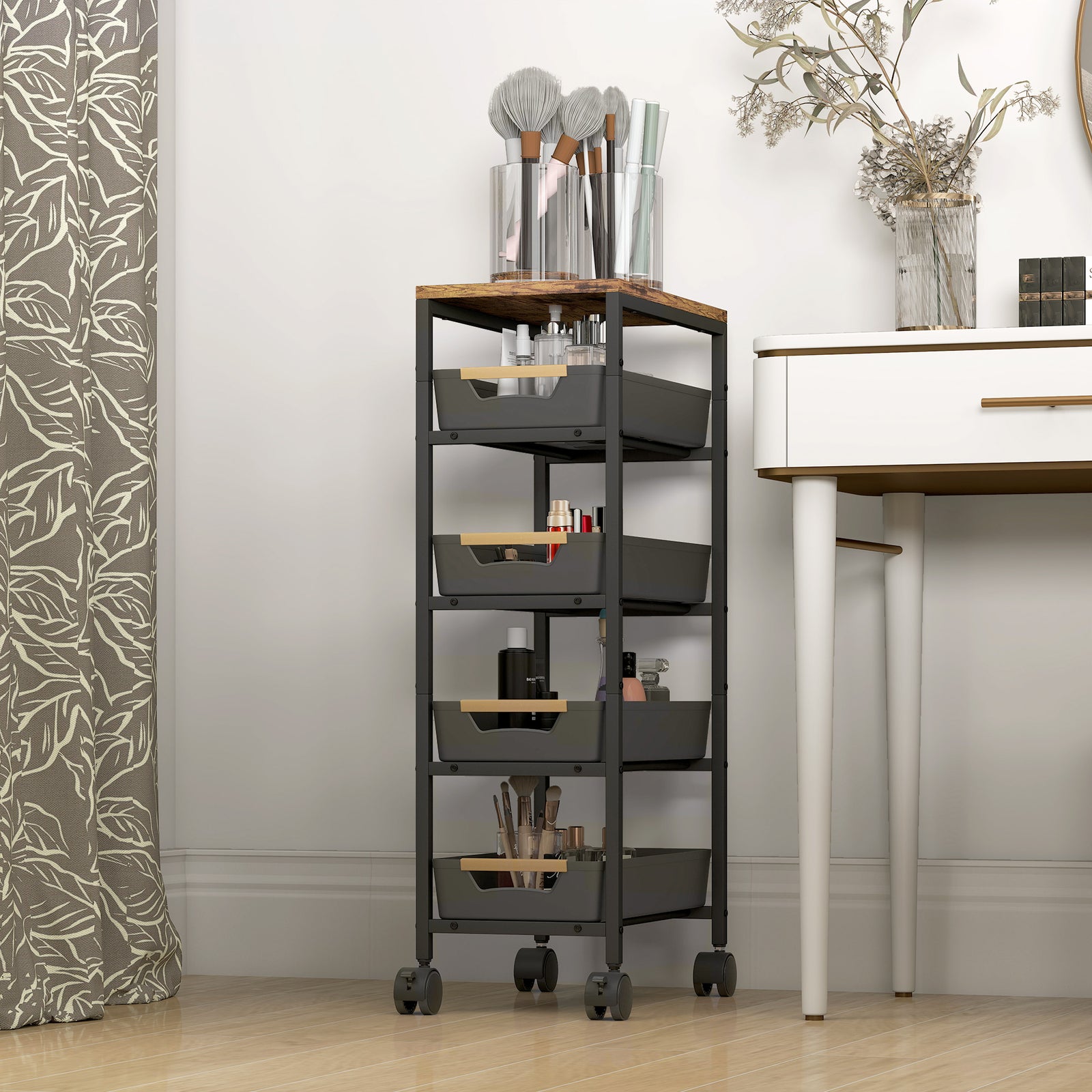 Kitchen Storage Trolley, Utility Cart | Black