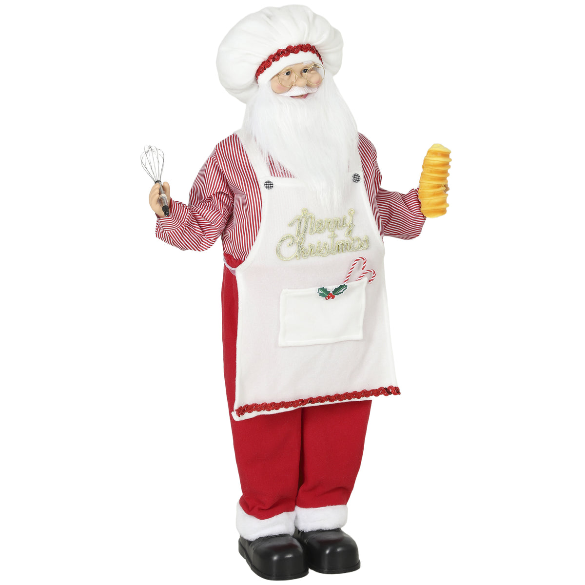 HOMCOM 4ft Christmas Singing Cooking Santa Claus With Head Moving