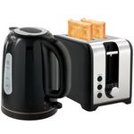 1.7l 3000w Rapid Boil Jug Kettle And 2-slice Toaster Set | Black