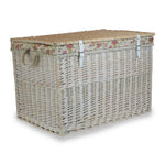 Wicker Large White Wash Finish Storage Basket | Pink