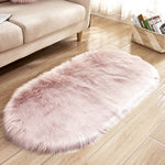 Oval Fluffy Shaggy Area Rug Super Soft Plush Carpet For Bedroom | Small | Pink