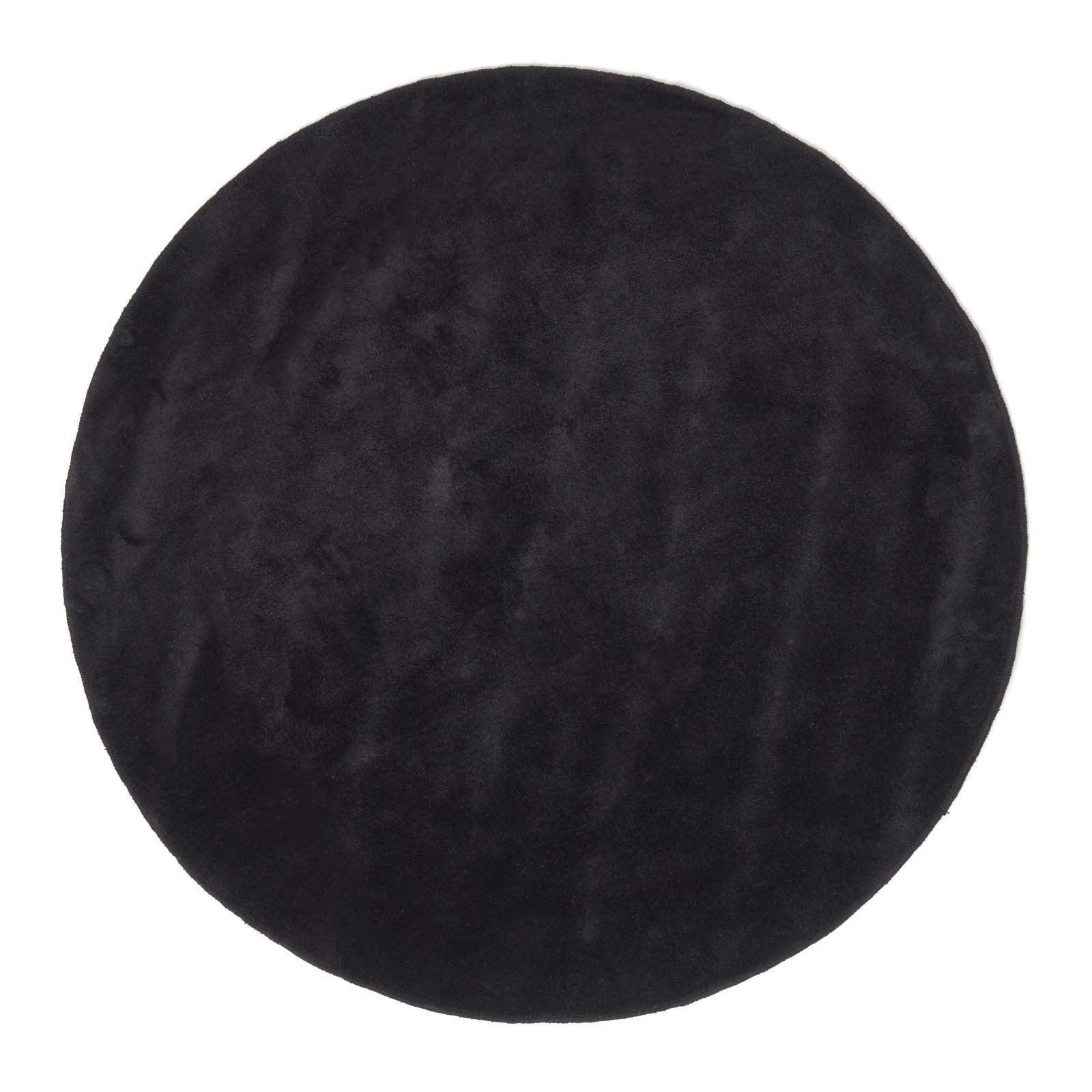 Hand Tufted Plain Cotton Large Round Rug | 150cm | Black