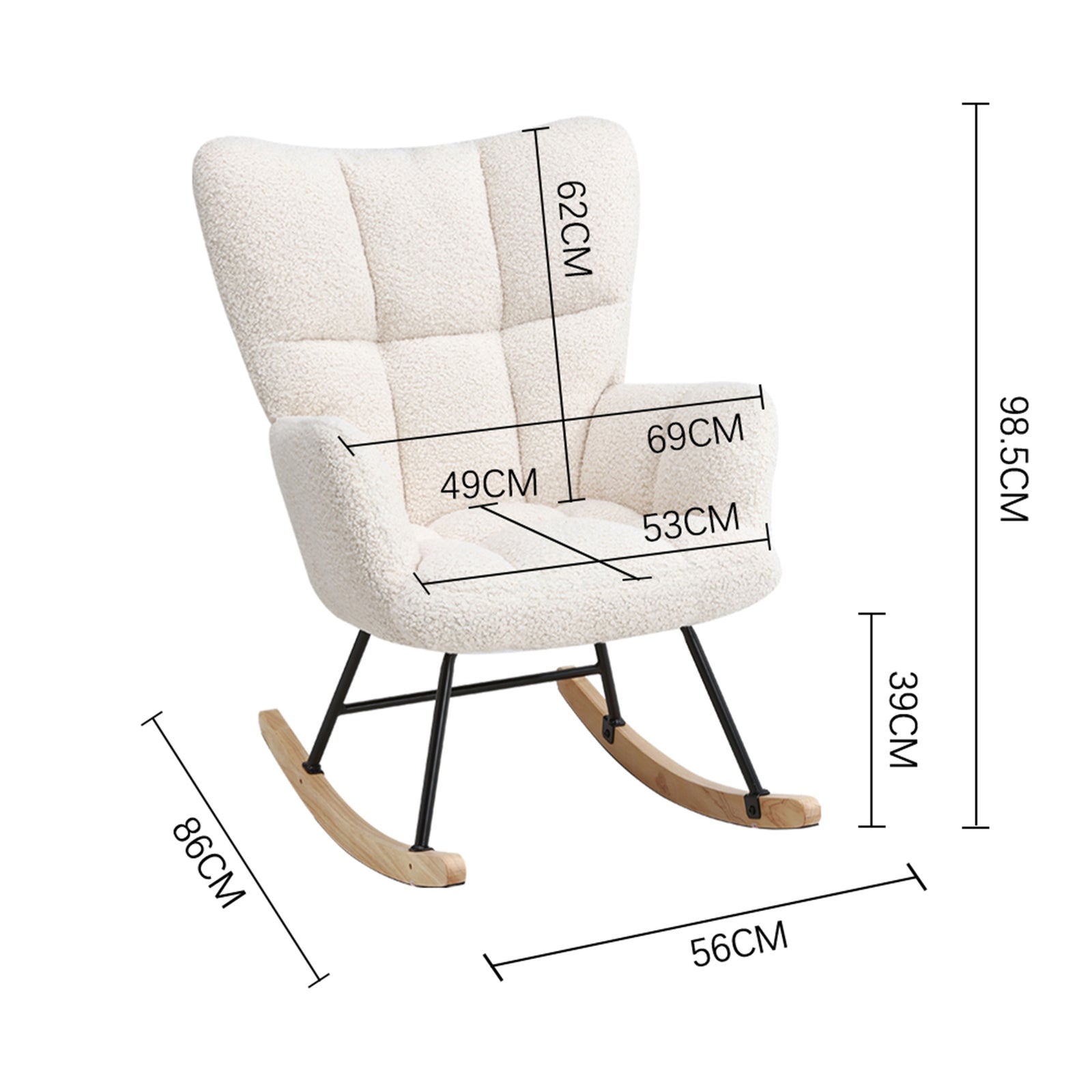 Breeins Modern Rocking Chair With High Backrest