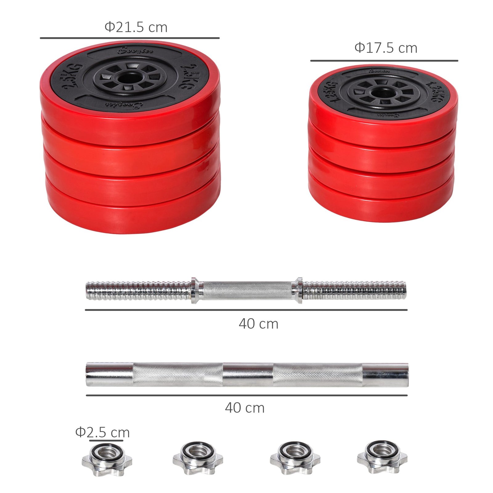 Adjustable 20kgs Barbell & Dumbbell Set | Red