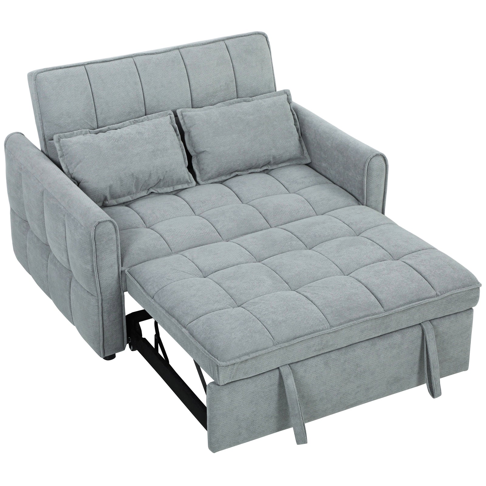 2 Seater Sofa Bed, 3-in-1 Sleeper Sofa With Adjustable Backrest | Grey