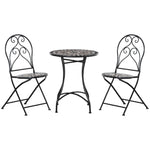 3 Pcs Garden Bistro Set With Balcony Table And Chairs Metal