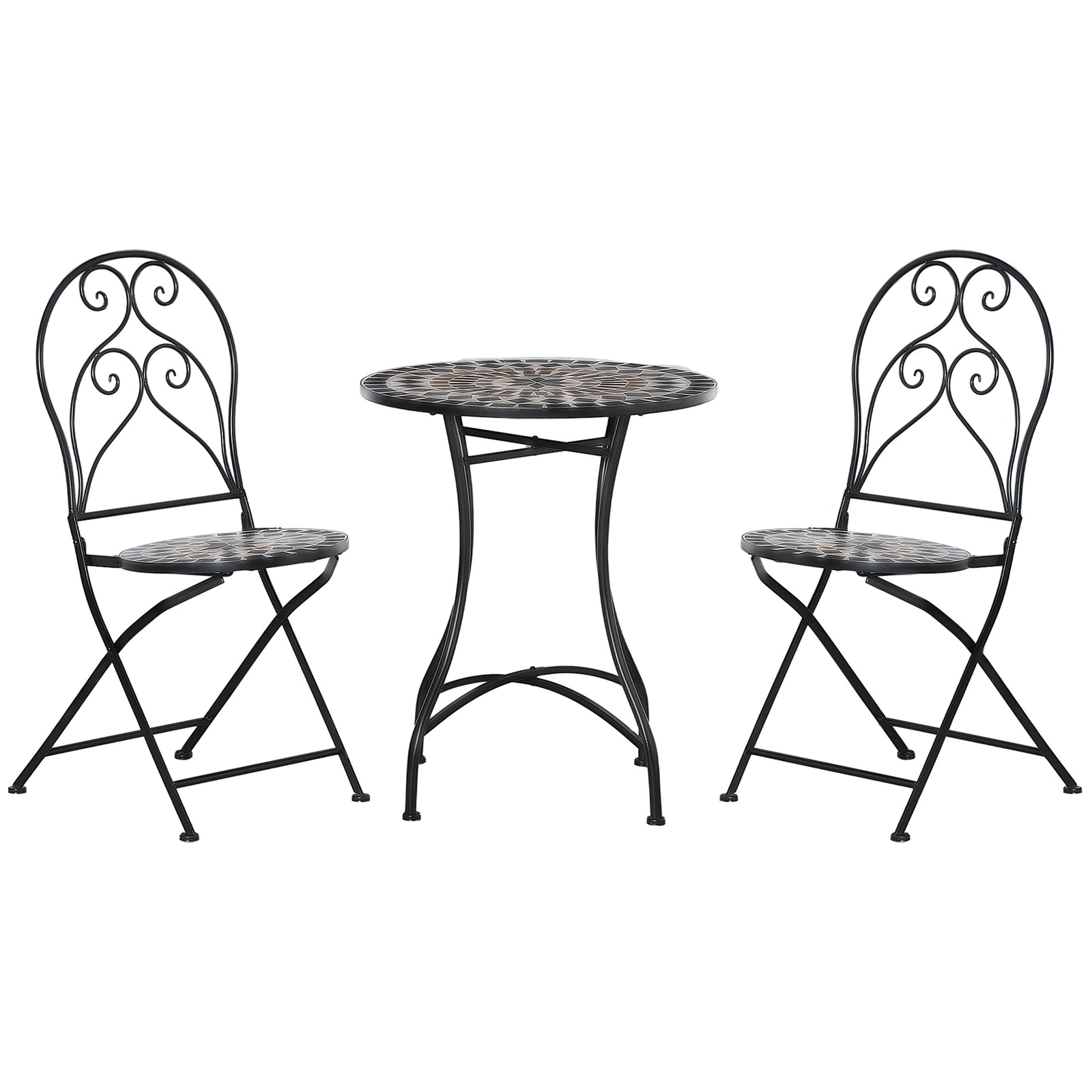 3 Pcs Garden Bistro Set With Balcony Table And Chairs Metal
