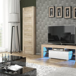 Floe Tv Unit 130cm With Led Lights | Natural Oak