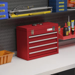Lockable 4 Drawer Tool Chest With Ball Bearing Slide Drawers | Red