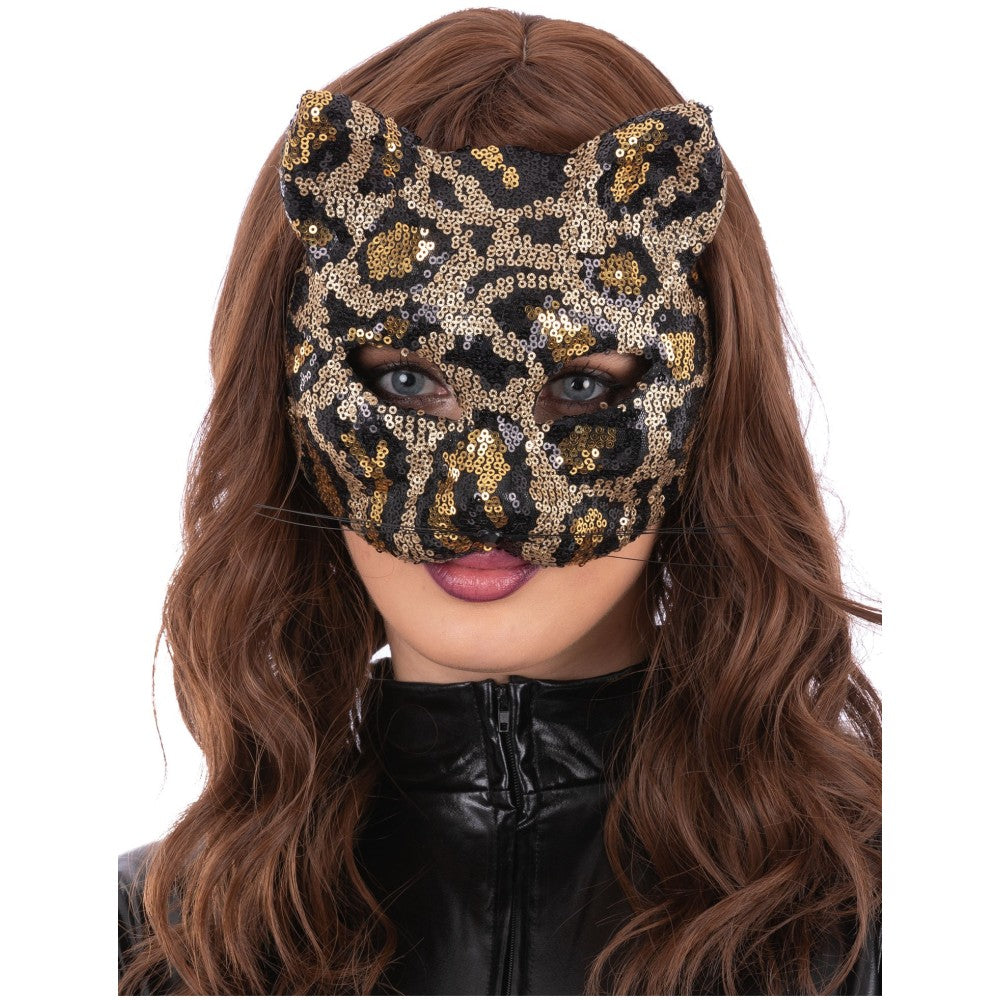 Sequin Leopard Cat Mask
